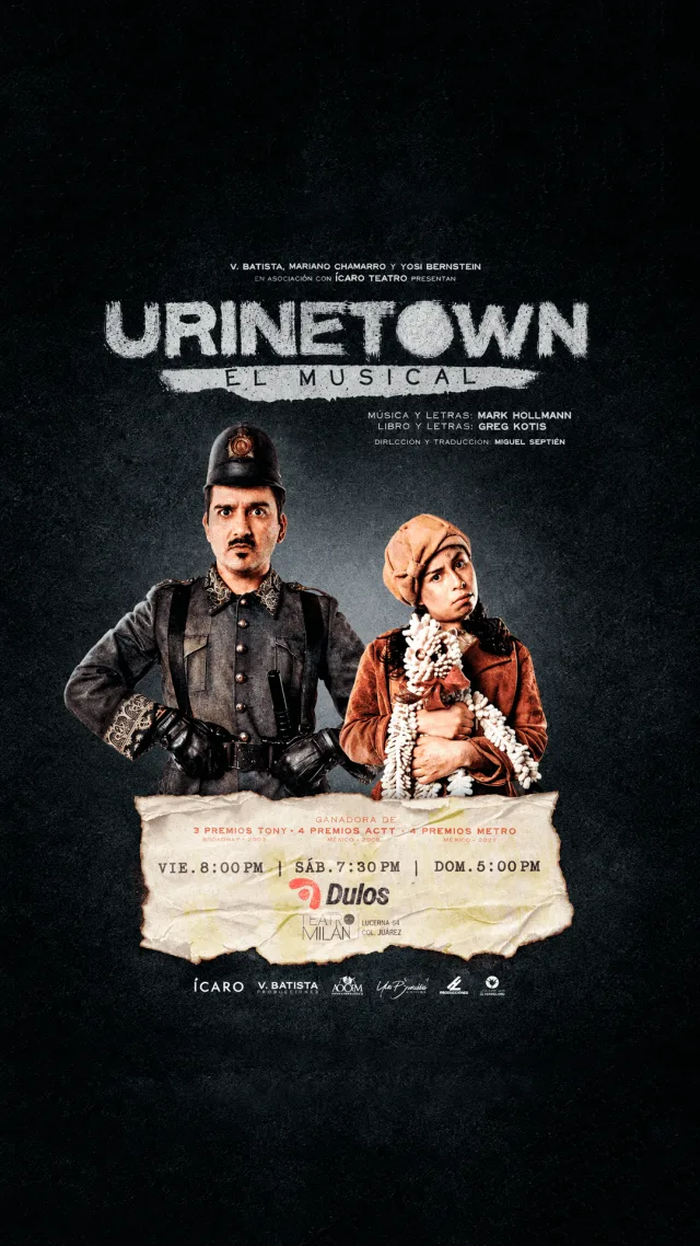 Póster de Urinetown, el musical de Broadway en Teatro Milán, CDMX